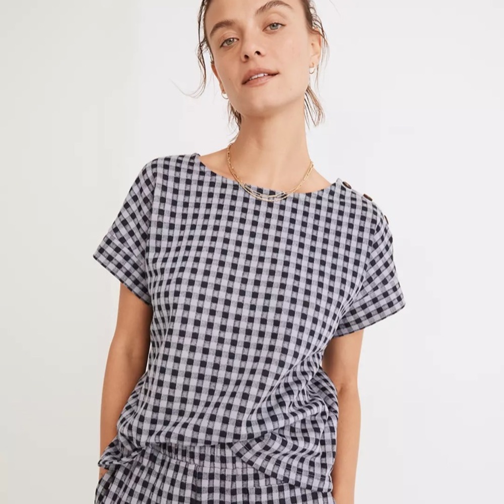 Madewell Gingham Knit Seersucker Top Size XXS